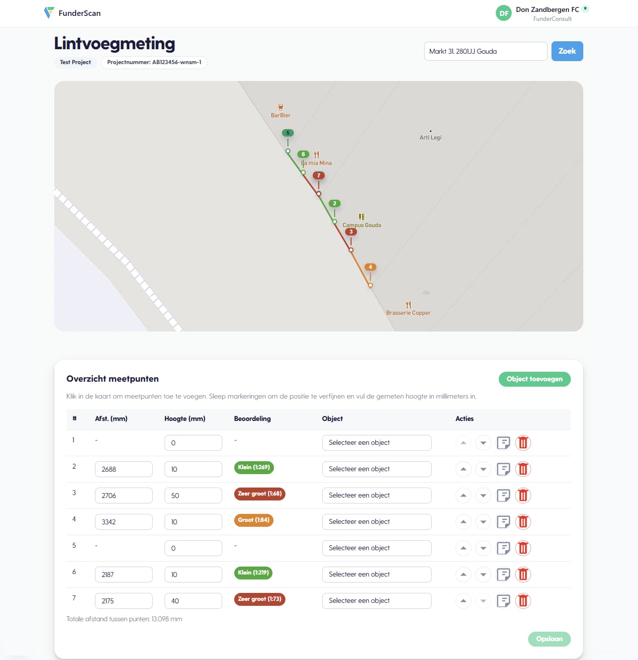 FunderScan-app tijdens een funderingsopname