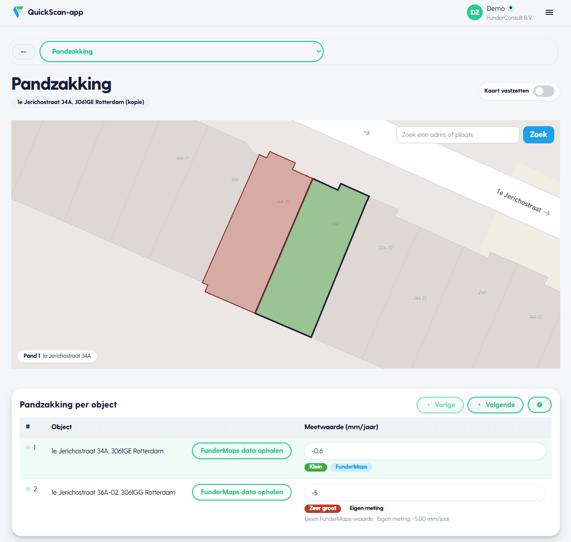 FunderScan — monitoring met meetreeksen per pand