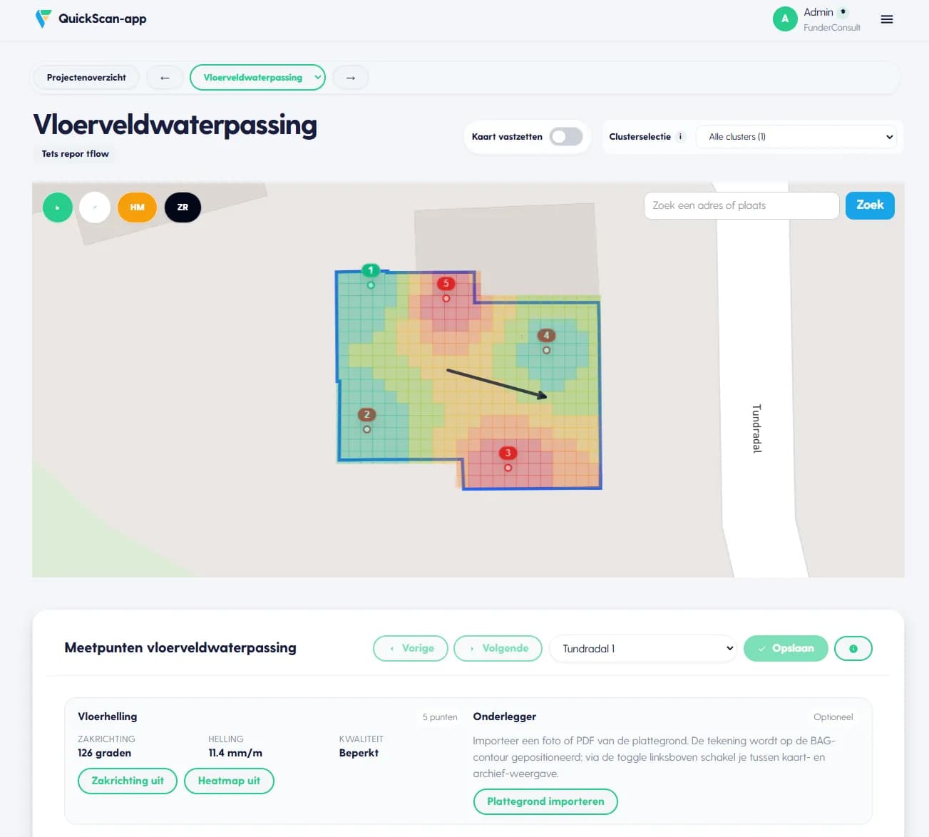 FunderScan — Fase 1-onderzoek met vloerveldwaterpassing
